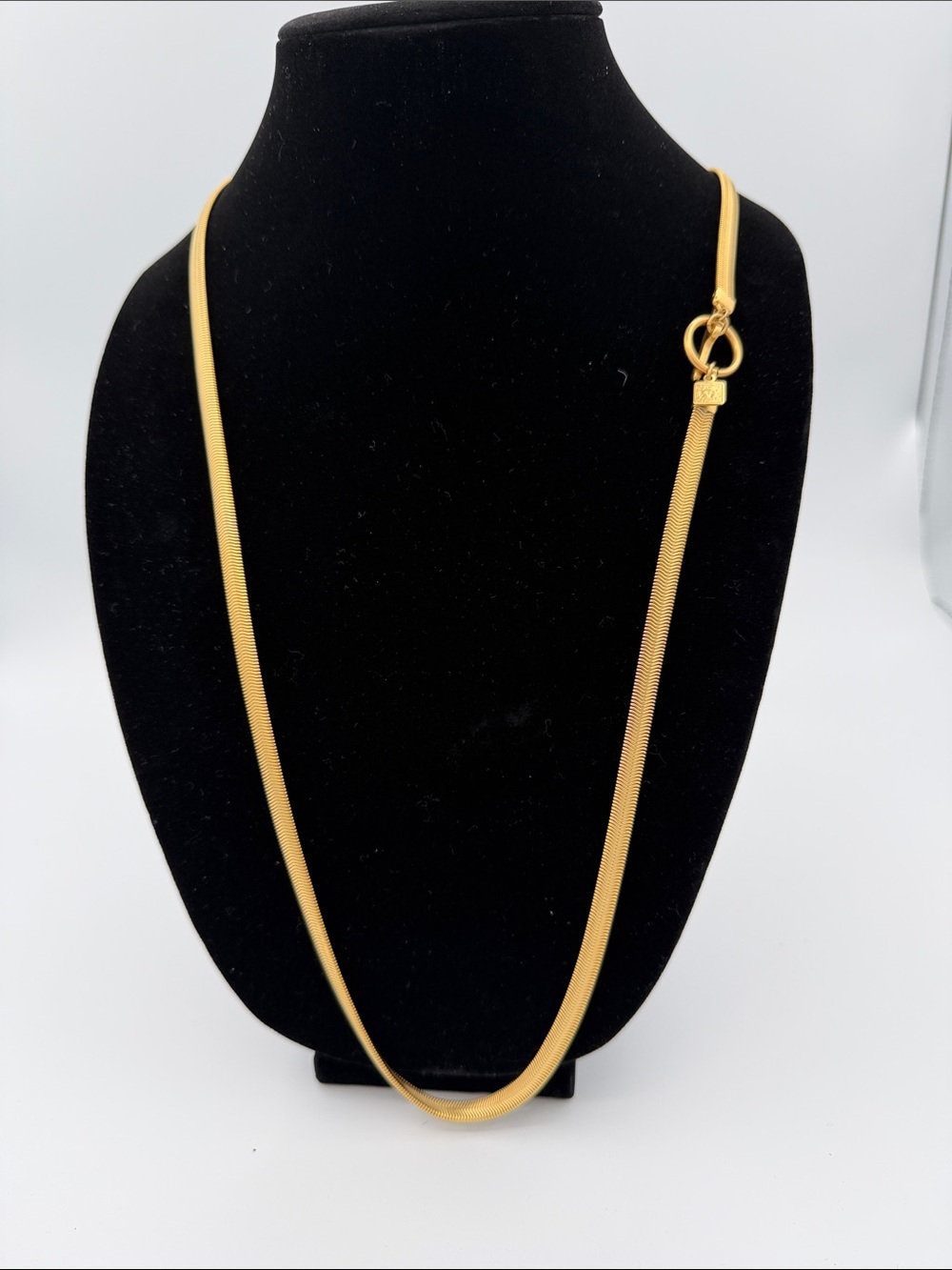 Anne Klein Gold-Tone Flat Snake Chain Necklace